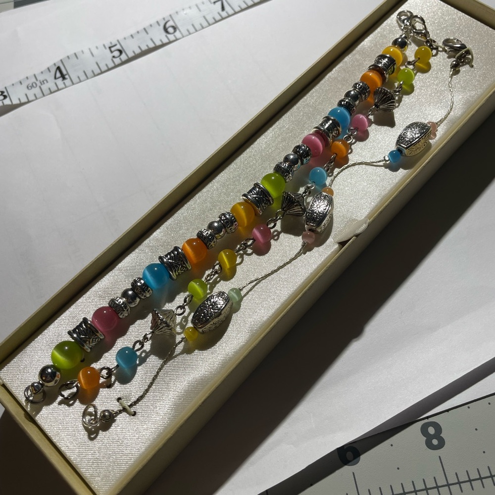 Colorful Beaded Bracelet with Silver Accents